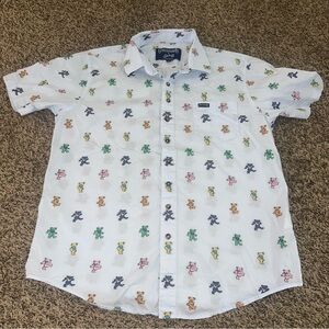 Section 119 Short-Sleeve Button-Down Shirt Grateful Dead Bear Print